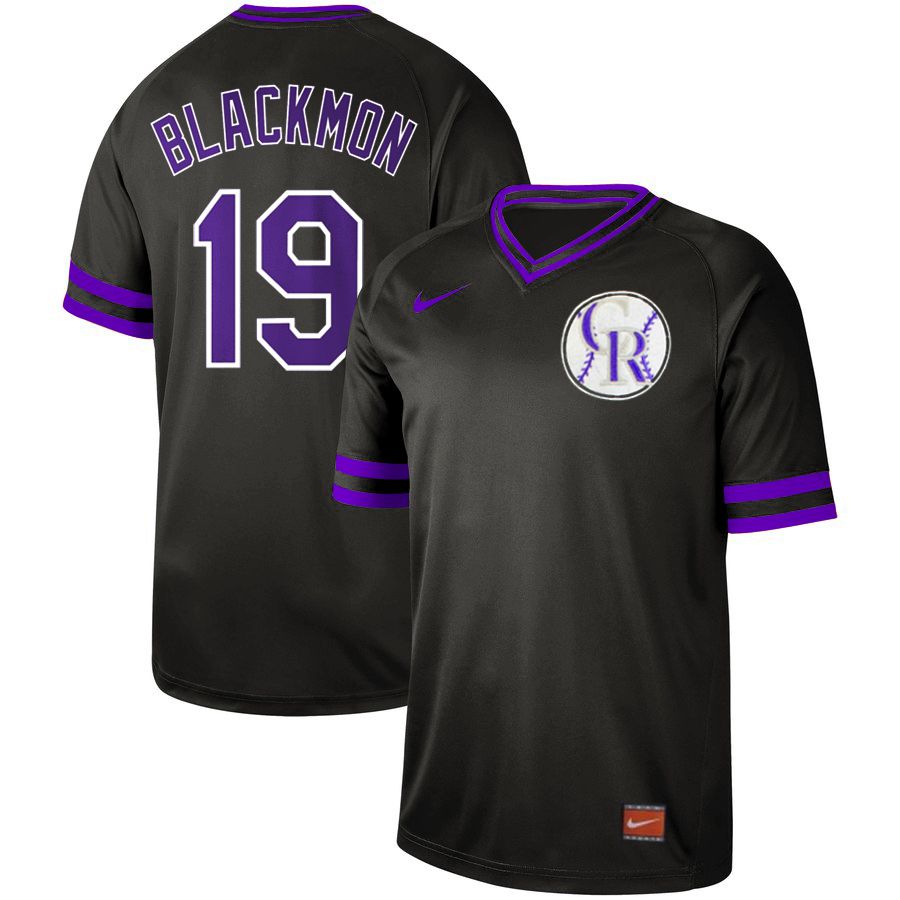 Men Colorado Rockies 19 Blackmon Black Nike Cooperstown Collection Legend V-Neck MLB Jersey